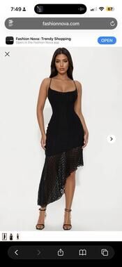 Fashion Nova Send Me Flowers Asymmetrical Lace Midi Dress Black XL NWT